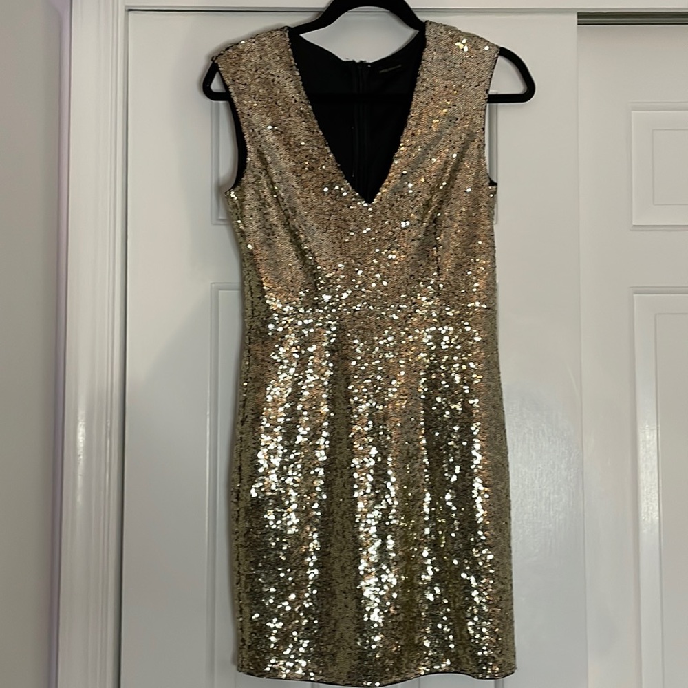 Miss Avenue Gold Sequin Sleeveless Dress